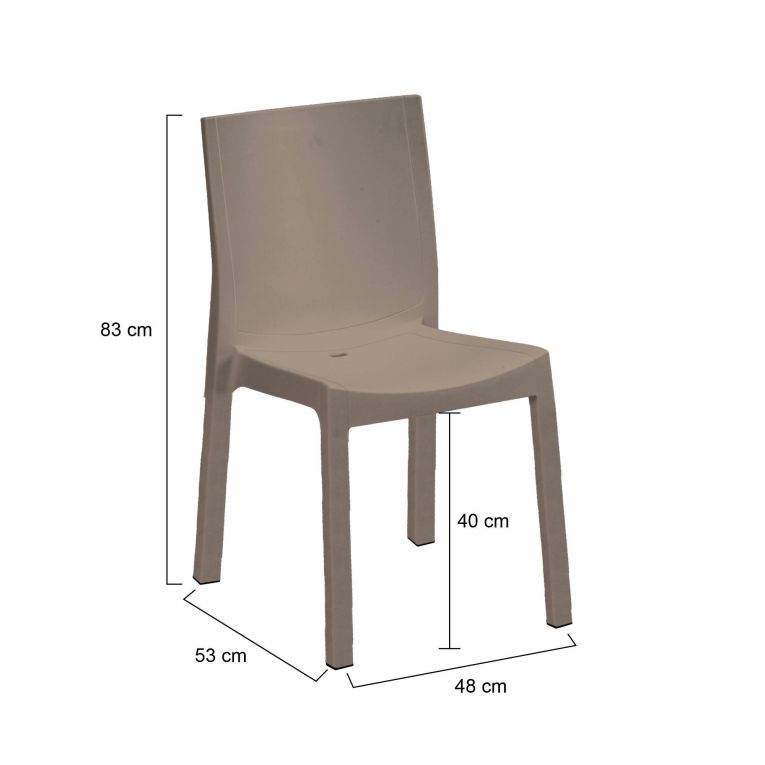 Set di 4 sedie da esterno Binjai, 48x53 h83 cm, Tortora