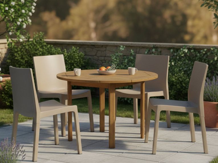 Set di 4 sedie da esterno Binjai, 48x53 h83 cm, Tortora