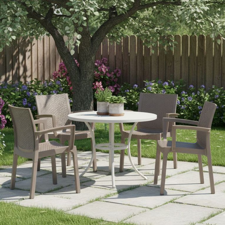 Set di 4 sedie da esterno Blitar, 57x53 h83 cm, Tortora