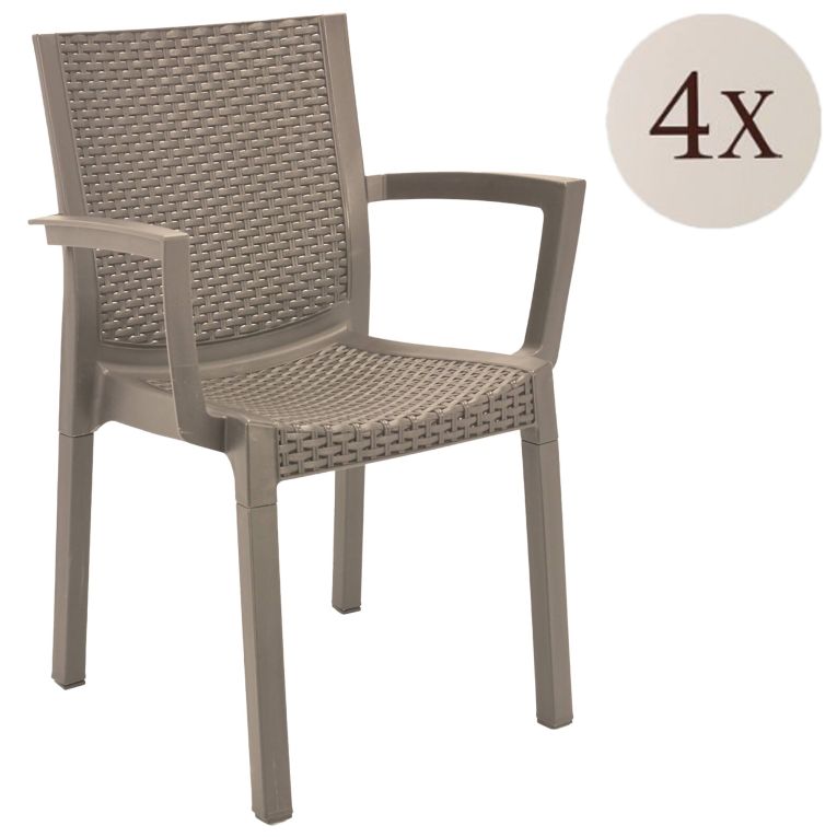 Set di 4 sedie da esterno Blitar, 57x53 h83 cm, Tortora