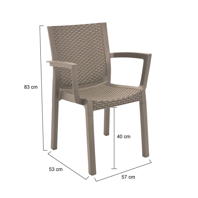 Set di 4 sedie da esterno Blitar, 57x53 h83 cm, Tortora