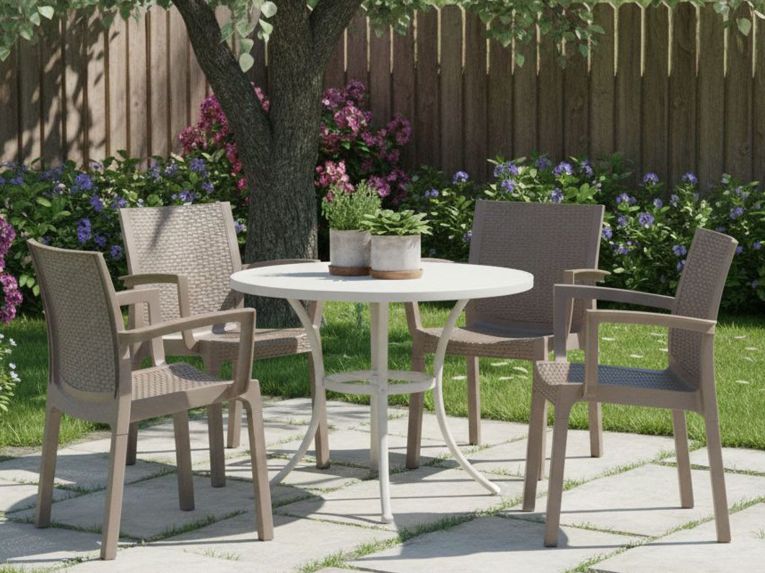 Set di 4 sedie da esterno Blitar, 57x53 h83 cm, Tortora