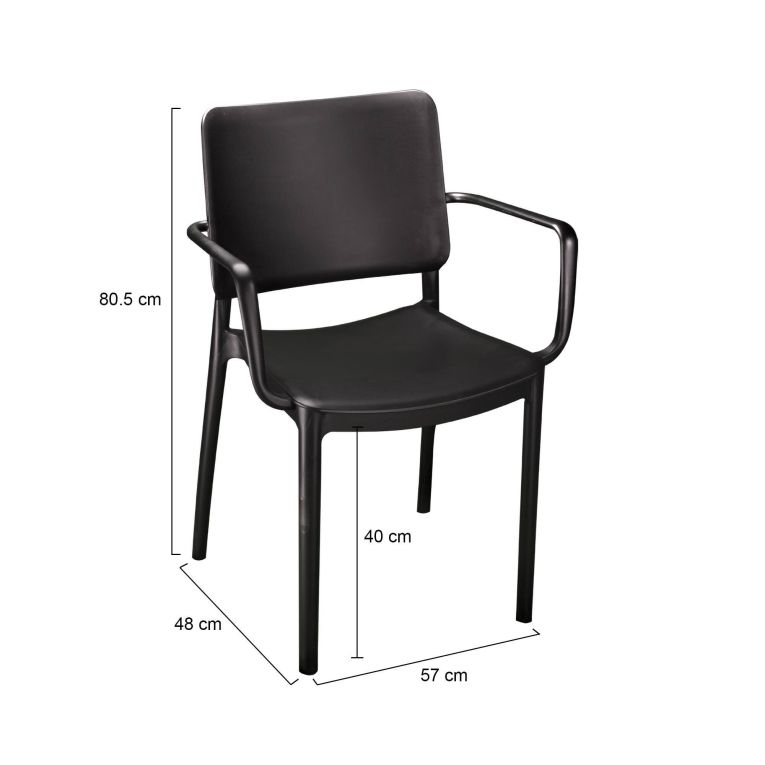 Set di 4 sedie da esterno Bontang, 57x48 h81 cm, Antracite