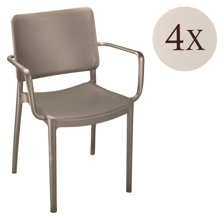 Set di 4 sedie da esterno Bontang, 57x48 h81 cm, Tortora