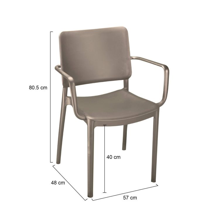 Set di 4 sedie da esterno Bontang, 57x48 h81 cm, Tortora