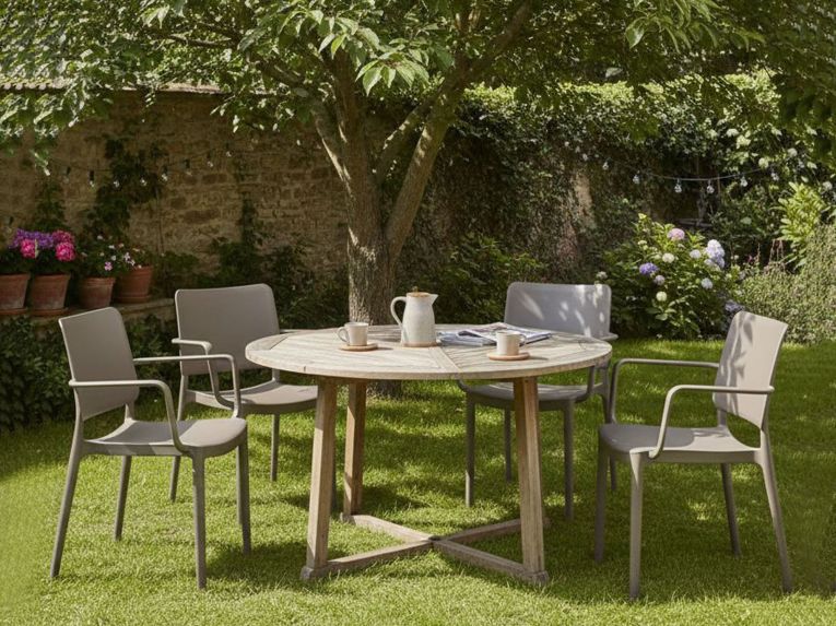 Set di 4 sedie da esterno Bontang, 57x48 h81 cm, Tortora