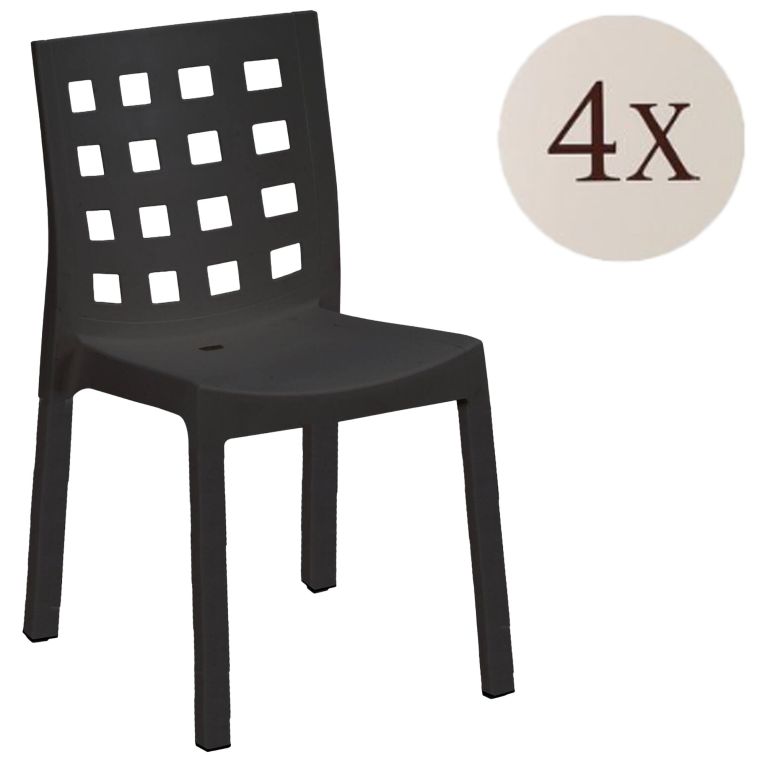 Set di 4 sedie da esterno chic antracite - Bandung