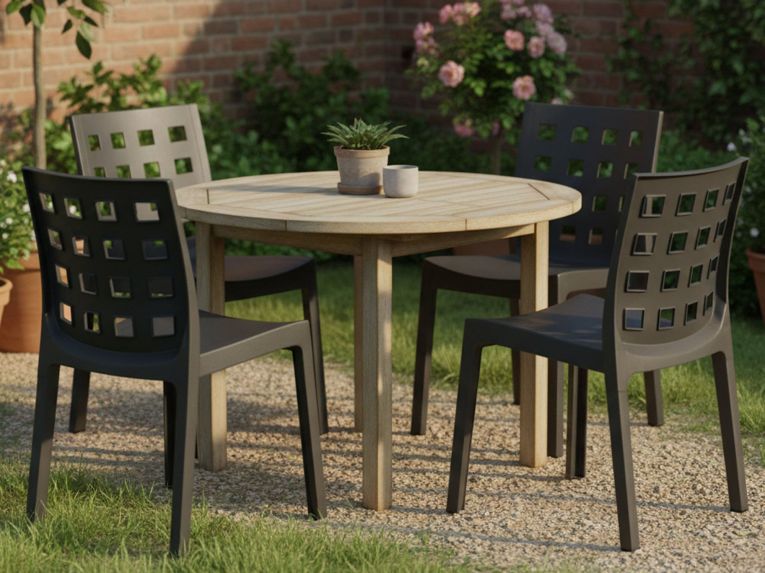 Set di 4 sedie da esterno chic antracite - Bandung
