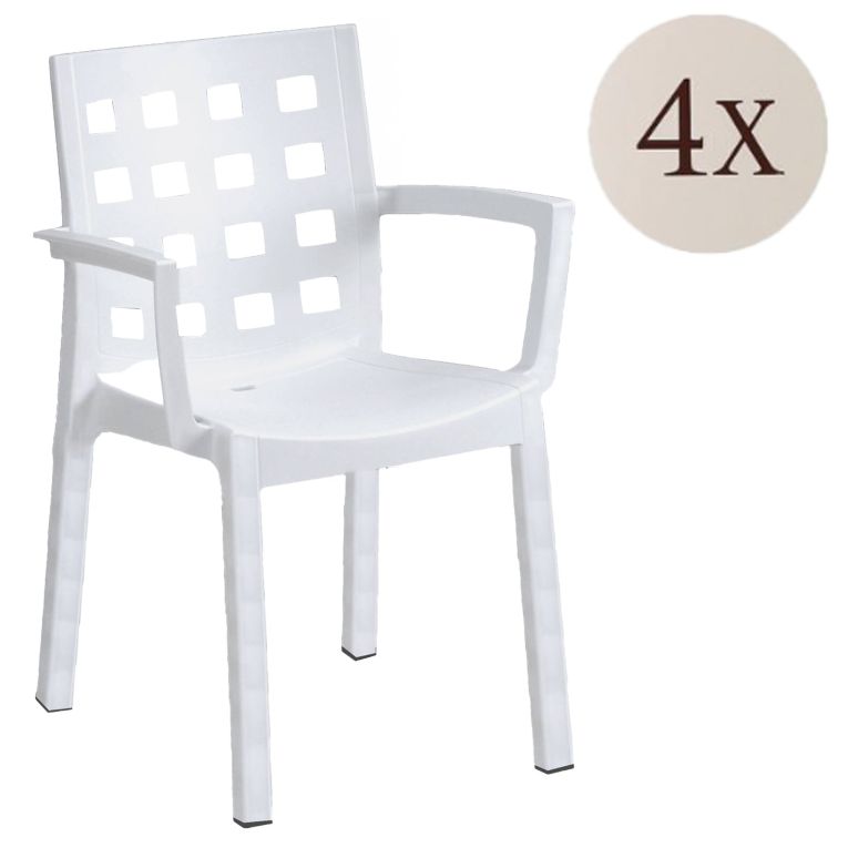 Set di 4 sedie da esterno chic bianco - Ambon