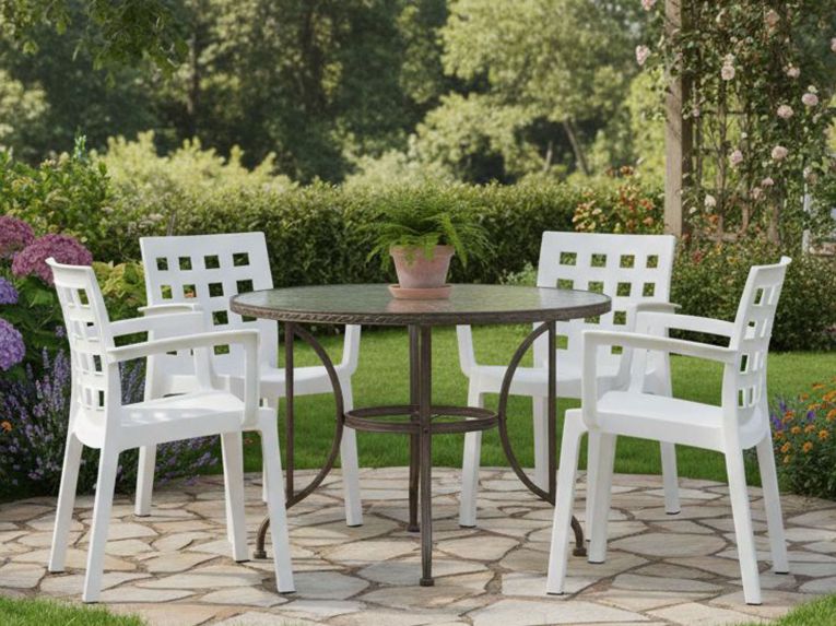 Set di 4 sedie da esterno chic bianco - Ambon