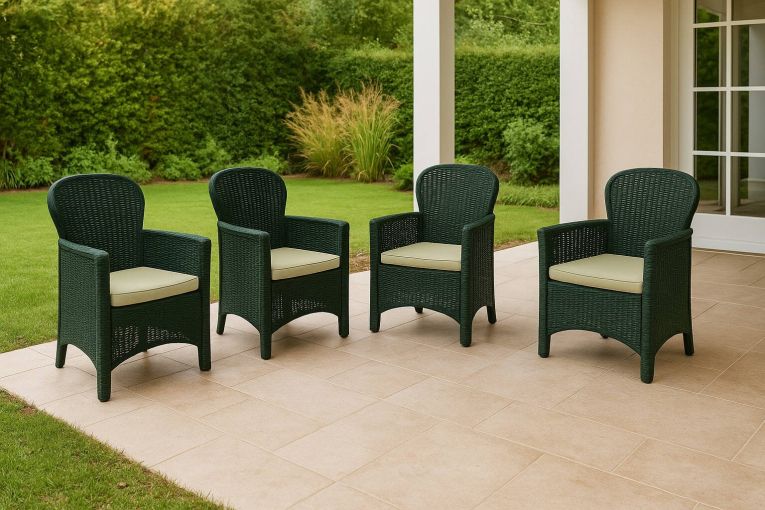Set di 4 sedie da esterno Como, Seduta da giardino, Per indoor o outdoor, Con braccioli, Made in Italy, 59x57 h86 cm, Antracite