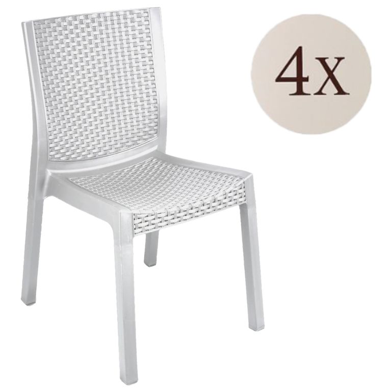 Set di 4 sedie da esterno comode bianco - Bogor