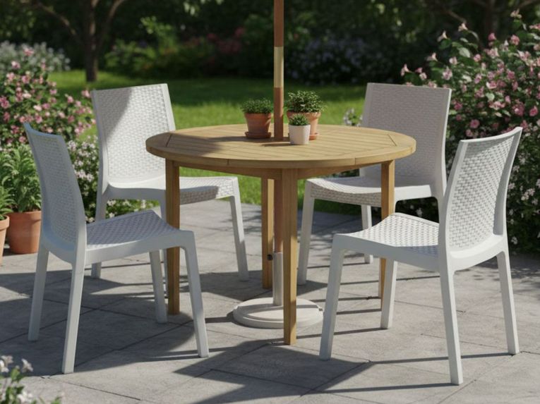 Set di 4 sedie da esterno comode bianco - Bogor