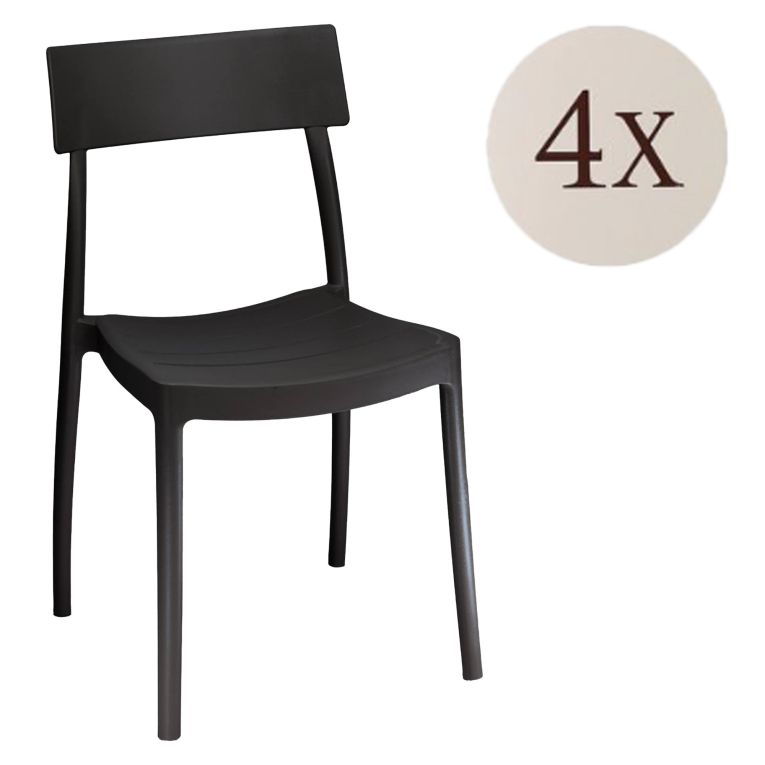 Set di 4 sedie da esterno Depok, 48x48 h81 cm, Antracite