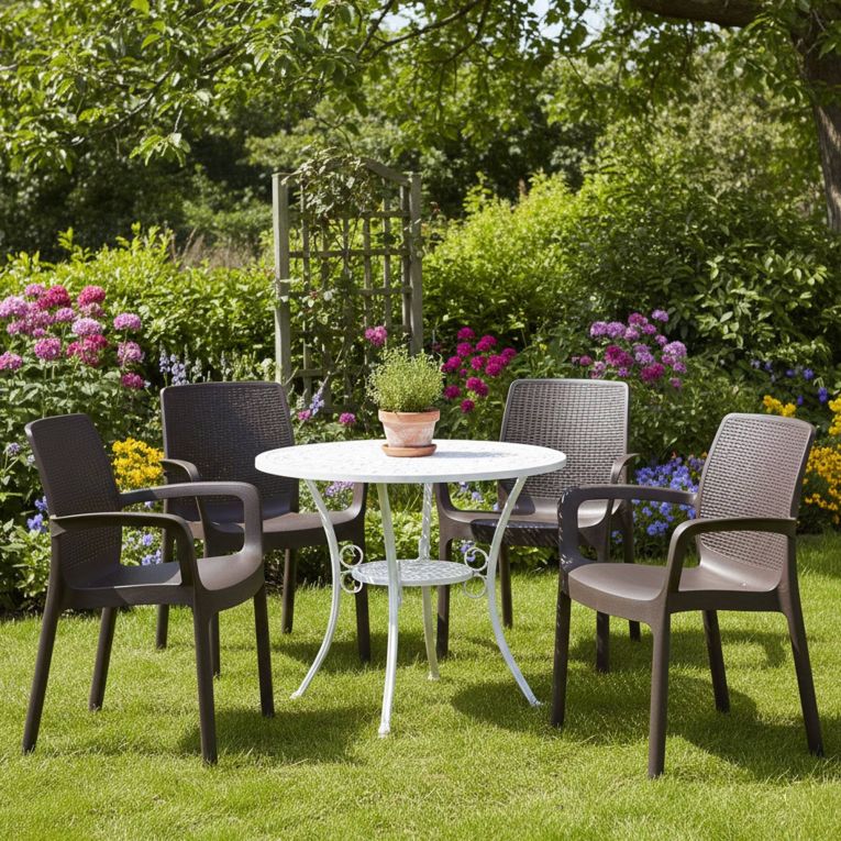 Set di 4 sedie da esterno eleganti impilabili antracite - Anacleto