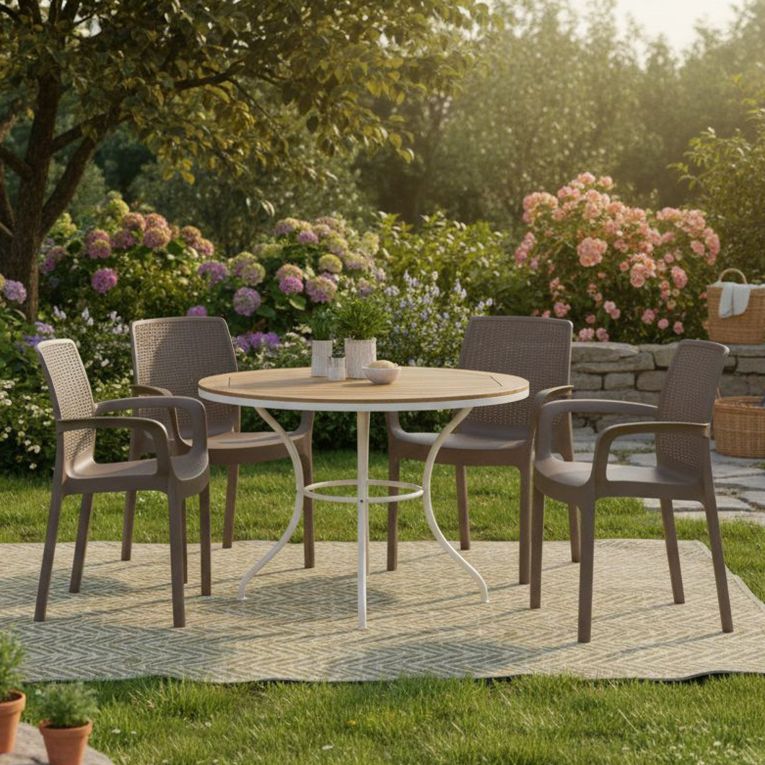Set di 4 sedie da esterno eleganti impilabili marrone - Anacleto