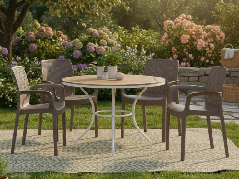Set di 4 sedie da esterno eleganti impilabili marrone - Anacleto