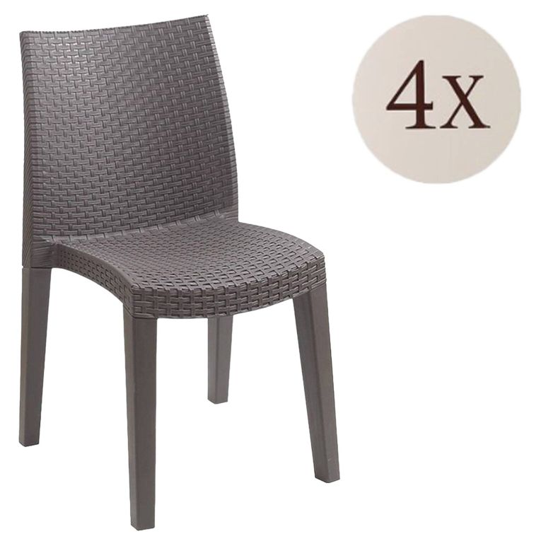 Set di 4 sedie da esterno impilabili marrone - Ares