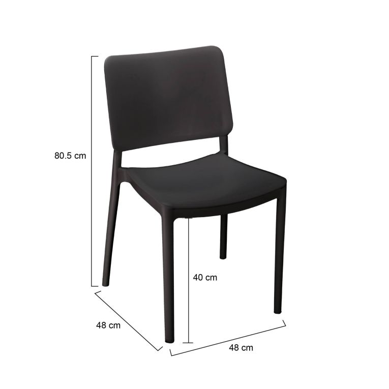 Set di 4 sedie da esterno in plastica antracite - Cirebon