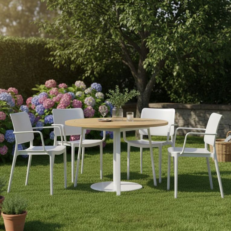 Set di 4 sedie da esterno in plastica bianco - Bontang