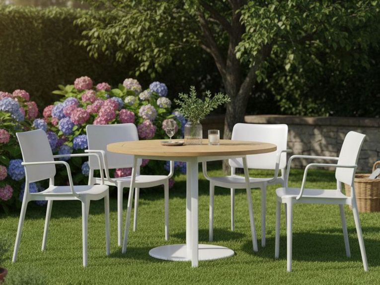 Set di 4 sedie da esterno in plastica bianco - Bontang