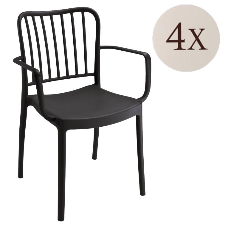 Set di 4 sedie da esterno Jember, 57x50 h82 cm, Antracite