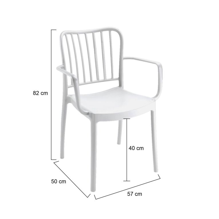 Set di 4 sedie da esterno Jember, 57x50 h82 cm, Bianco