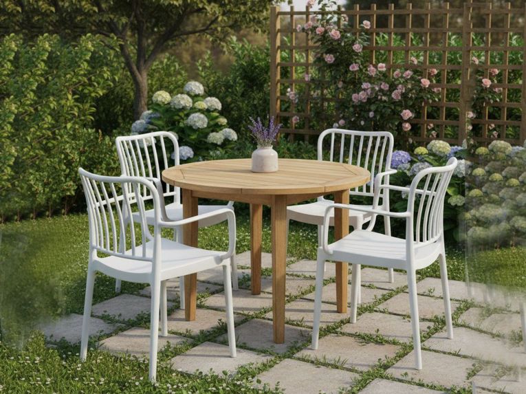 Set di 4 sedie da esterno Jember, 57x50 h82 cm, Bianco
