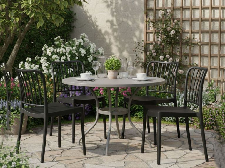 Set di 4 sedie da esterno Kediri, 48x50 h82 cm, Antracite