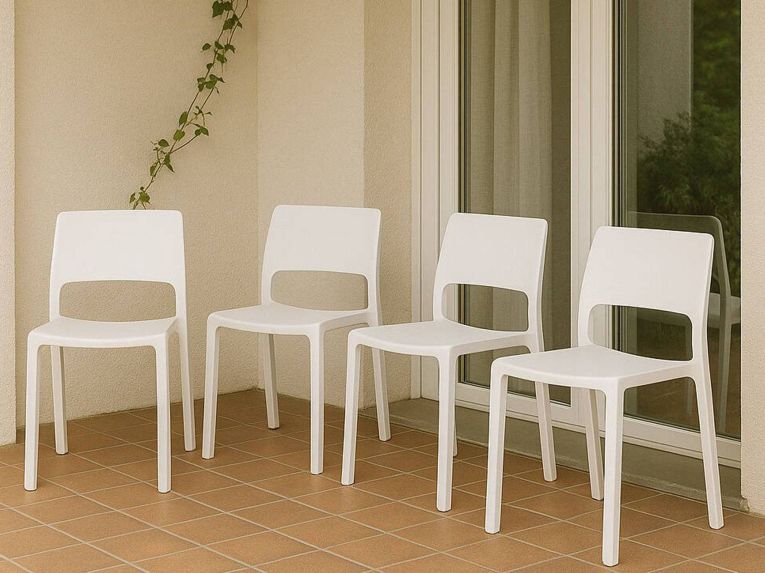 Set di 4 sedie da esterno moderne bianco - Cereseto