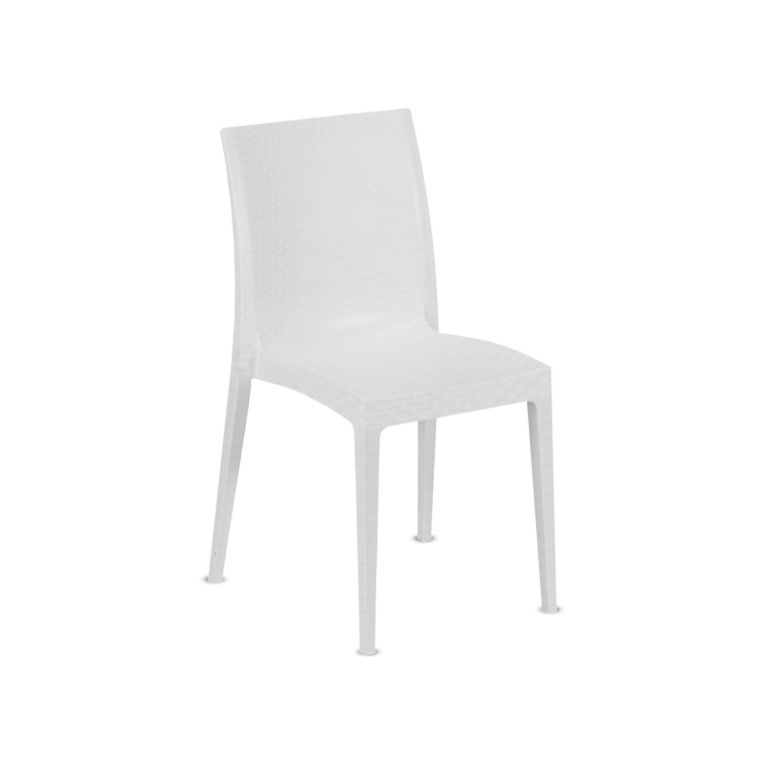 Set di 4 sedie da esterno Palizzolo, Sedia outdoor salvaspazio, Impilabile, Perfetta per giardini e verande, Made in Italy, 42x48 h81 cm, Bianco