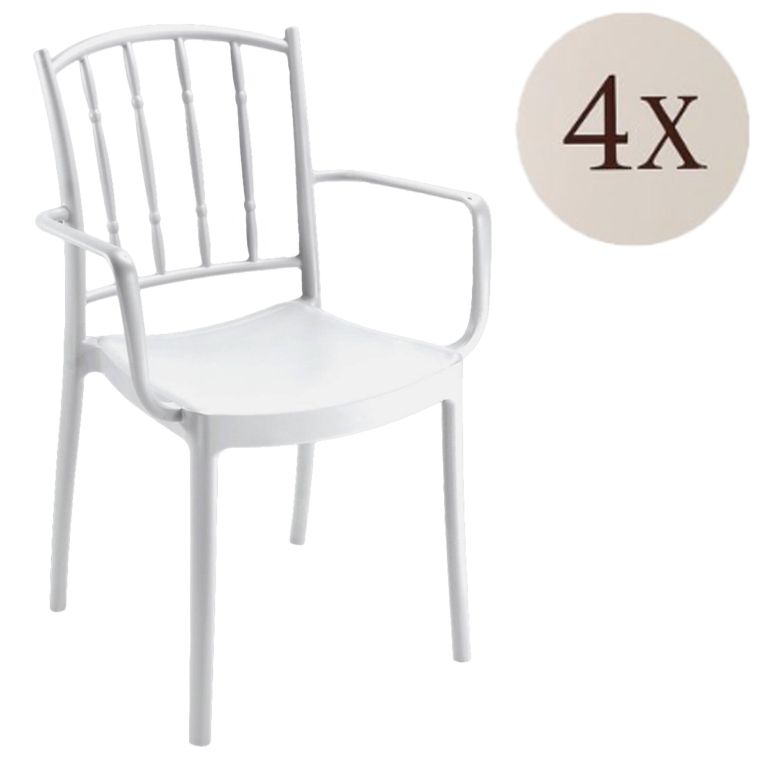 Set di 4 sedie da esterno resistenti bianco - Banyumas