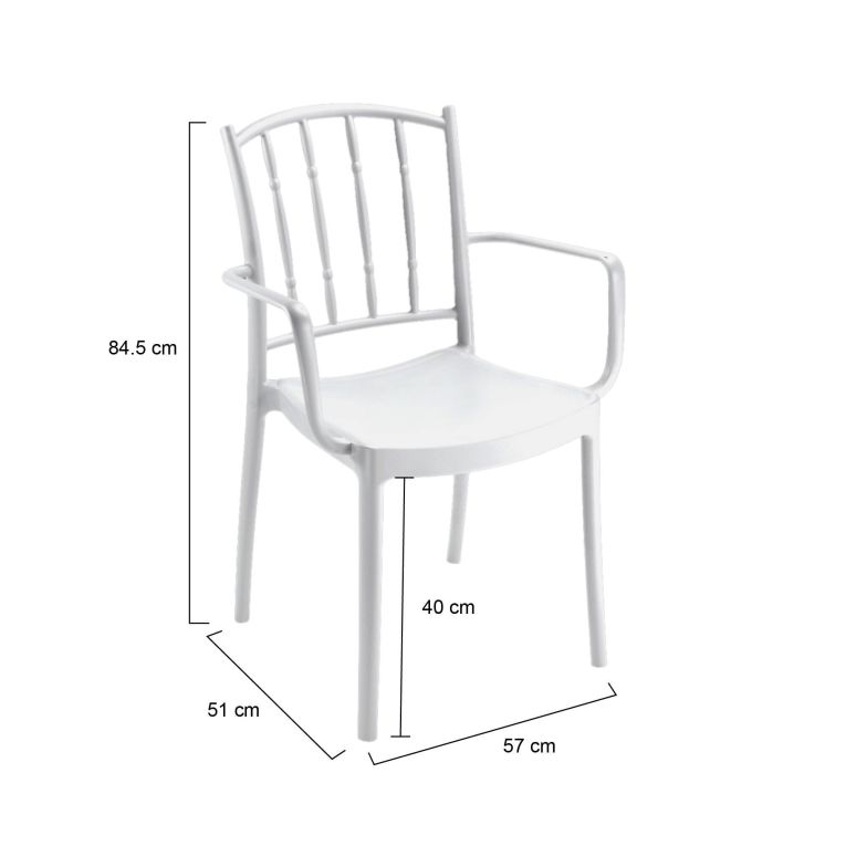 Set di 4 sedie da esterno resistenti bianco - Banyumas
