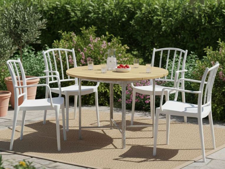 Set di 4 sedie da esterno resistenti bianco - Banyumas