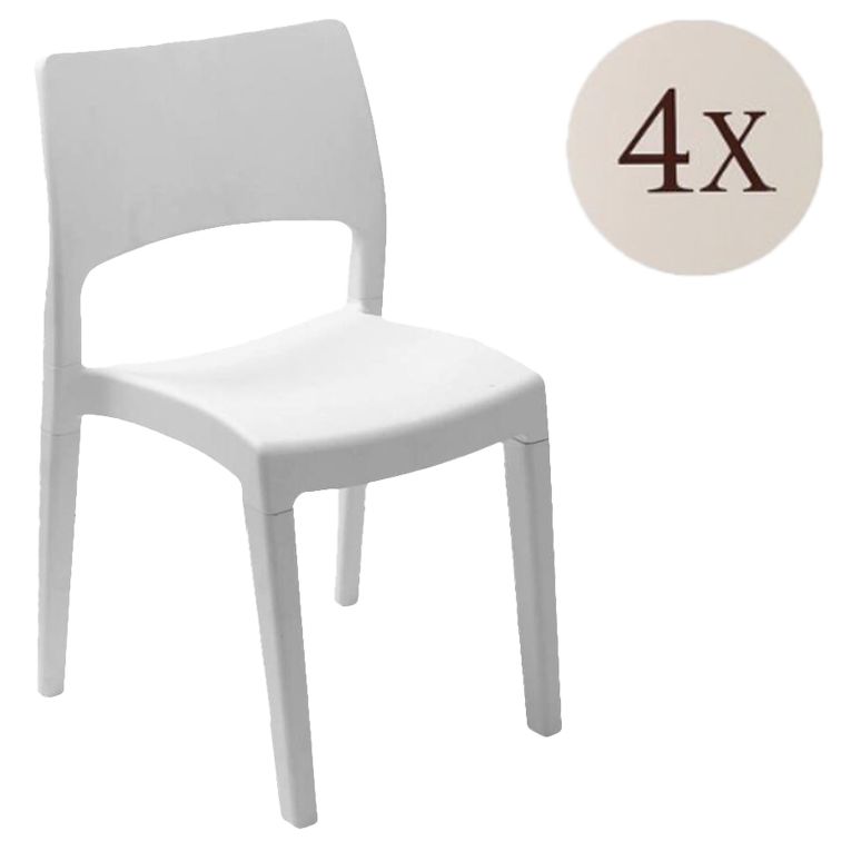 Set di 4 sedie da esterno Zircone, 50x51 h82 cm, Bianco