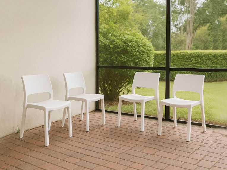 Set di 4 sedie da esterno Zircone, 50x51 h82 cm, Bianco