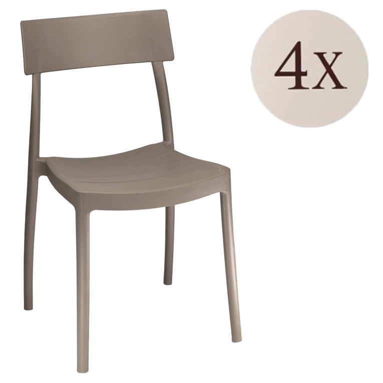 Set di 4 sedie da giardino anti raggi solari tortora - Dumai