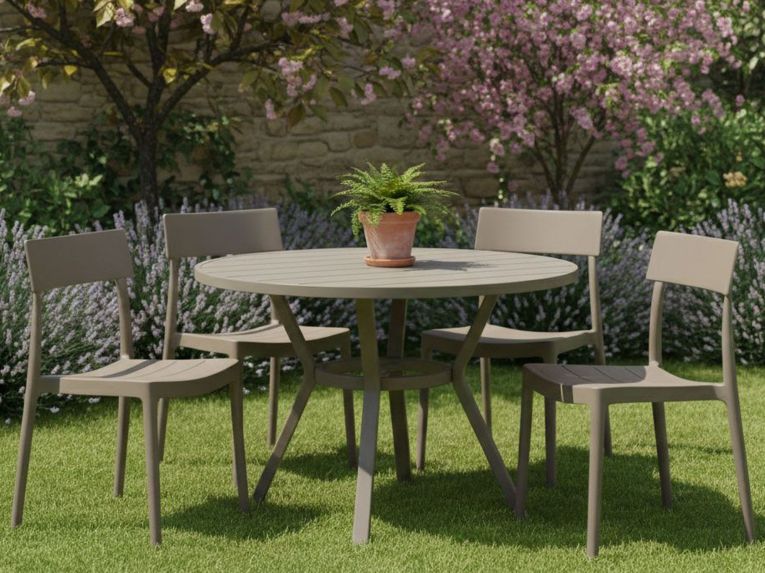 Set di 4 sedie da giardino anti raggi solari tortora - Dumai
