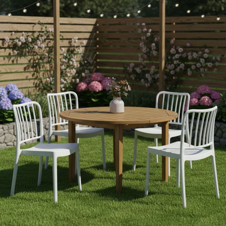 Set di 4 sedie da giardino anti sole bianco - Kediri