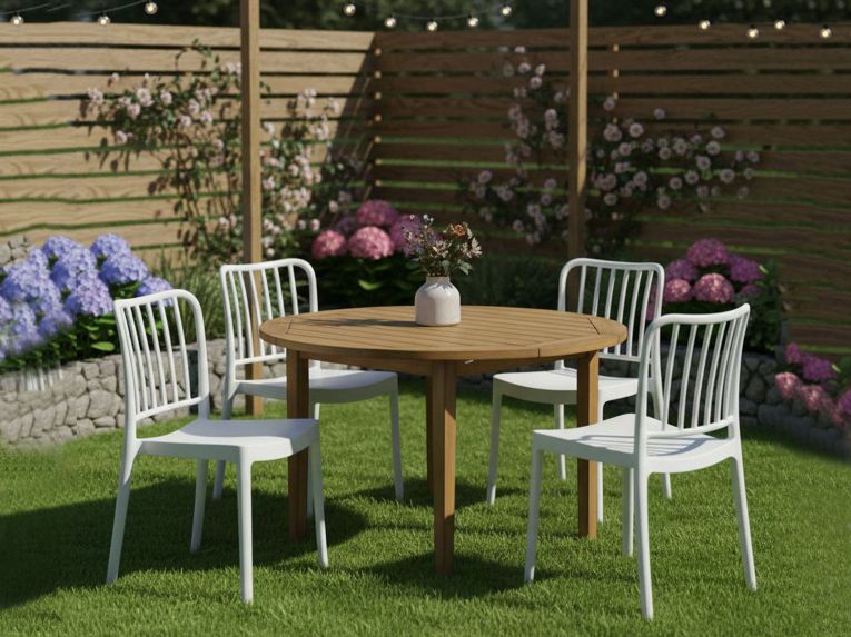 Set di 4 sedie da giardino anti sole bianco - Kediri