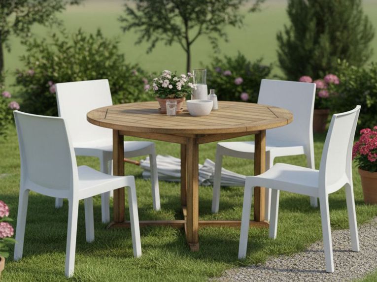 Set di 4 sedie da giardino antipioggia bianco - Binjai