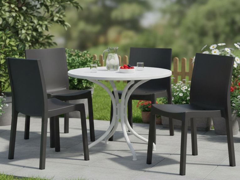 Set di 4 sedie da giardino durevoli antracite - Binjai