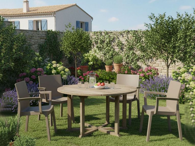 Set di 4 sedie da giardino durevoli tortora - Bima