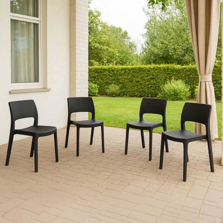 Set di 4 sedie da giardino impilabili antracite - Zircone