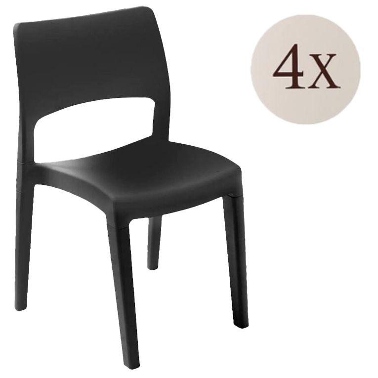 Set di 4 sedie da giardino impilabili antracite - Zircone