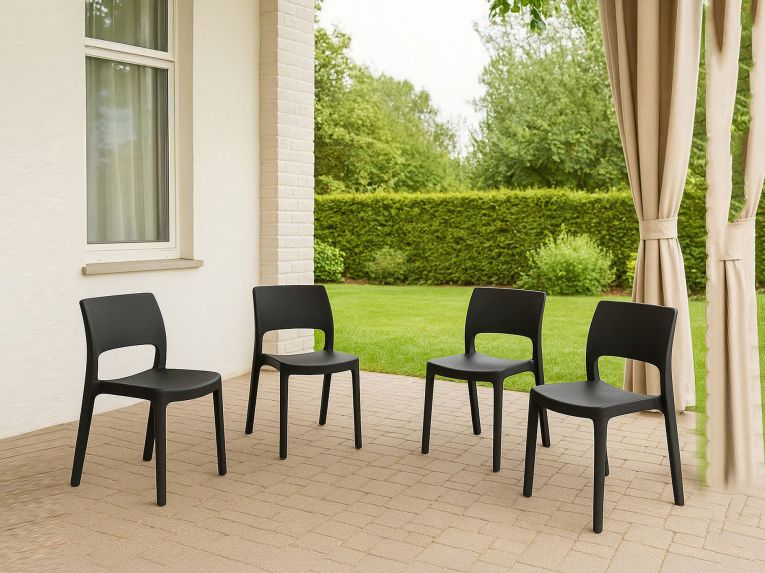 Set di 4 sedie da giardino impilabili antracite - Zircone