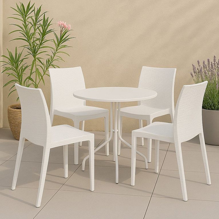 Set di 4 sedie da giardino impilabili bianco - Ormea