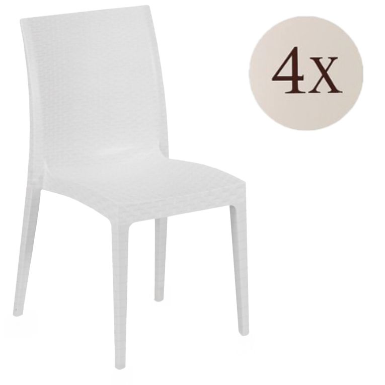 Set di 4 sedie da giardino impilabili bianco - Ormea