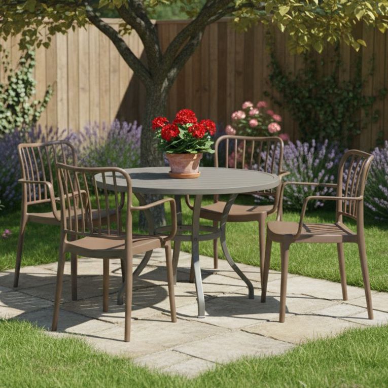 Set di 4 sedie da giardino impilabili tortora - Jember