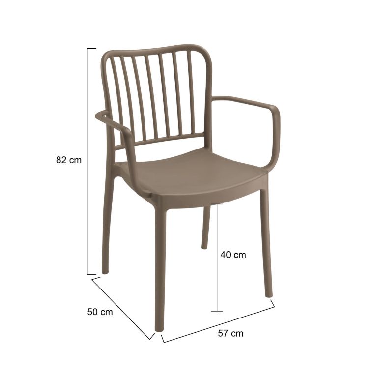 Set di 4 sedie da giardino impilabili tortora - Jember